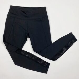 ZELOS Black Open Mesh‎ Panel Cropped Leggings Womens Size M